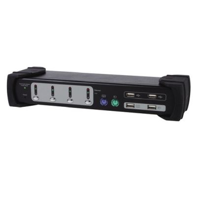 Equip yourself with a 4-port Combo Monitor - KVM/Audio/USB Switch - PS/2, USB - 4 x KVM/Audio - 1 local user - desktop computer