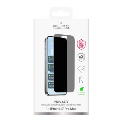 2. Puro Privacy Tempered Glass for iPhone 17 Pro Max