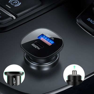 14. Acefast car charger 38W USB Type C / USB, PPS, Power Delivery, Quick Charge 3.0, AFC, FCP black (B1 black)