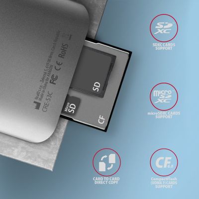 4. Axagon CRE-S3C Card Reader USB 3.2 Gen 1 (3.1 Gen 1) Type-C Gray