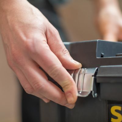 17. Stanley Essential Hard Tool Case Plastic Gray, Yellow