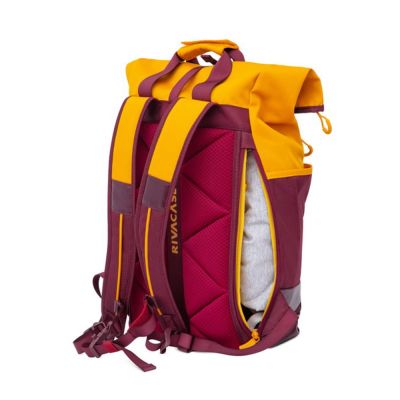 13. Rivacase 5321 15.6" 25L Laptop Backpack Burgundy-Yellow