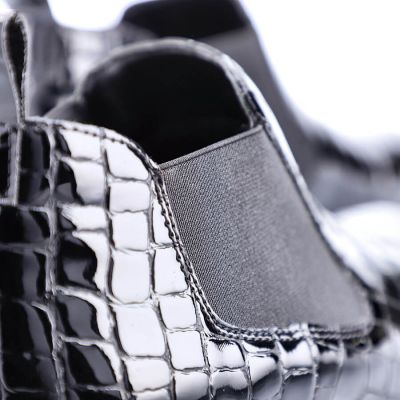 22. Rieker W R474 snakeskin leather ankle boots black