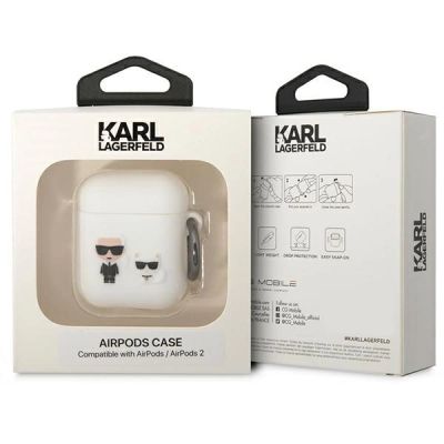 3. Karl Lagerfeld KLACA2SILKCW AirPods 1/2 cover white/white Silicone Karl & Choupette