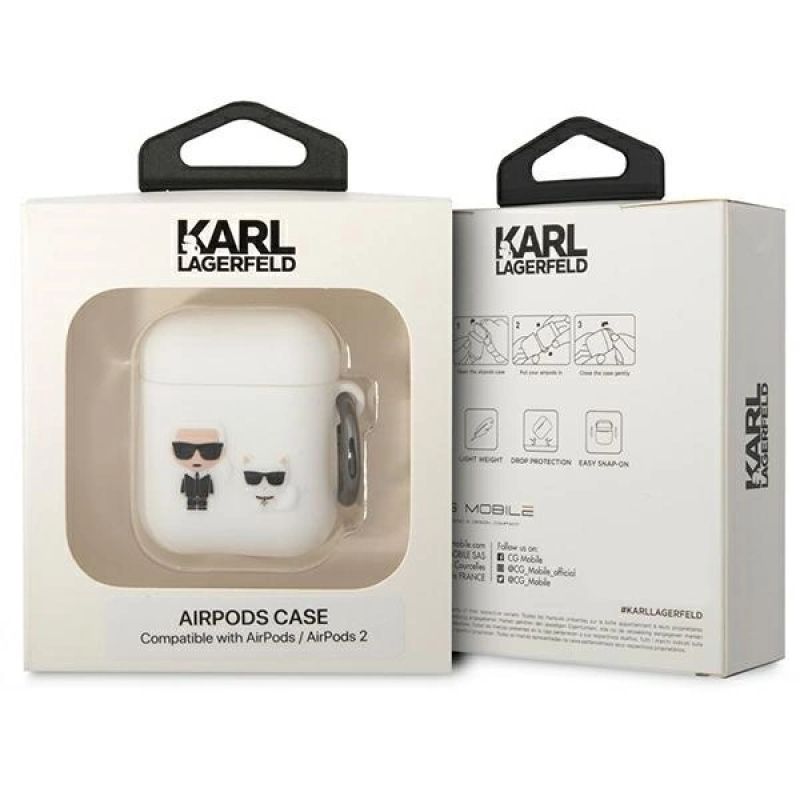 3. Karl Lagerfeld KLACA2SILKCW AirPods 1/2 cover white/white Silicone Karl & Choupette