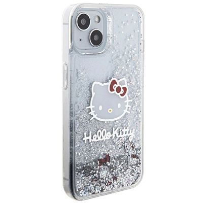 4. Hello Kitty Liquid Glitter Charms Kitty Head case for iPhone 15 - silver