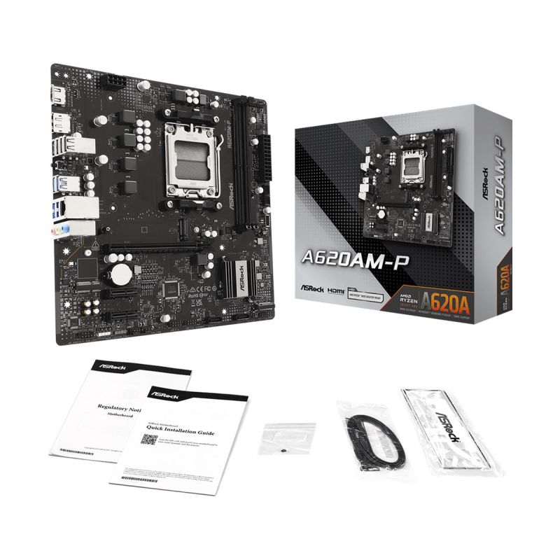 7. Asrock A620AM-P AMD A620A Socket AM5 micro ATX