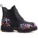 2. Women's leather combat boots with floral pattern, black Artiker 57C0180