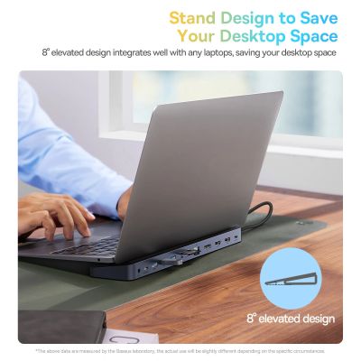 12. Baseus EliteJoy Gen2 Universal 12-in-1 USB HUB with 25cm USB-C Cable, Notebook Stand, USB-A / USB-C / DP / HDMI / SD / TF / RJ45 / 3.5mm Jack / PD 100W Gray (WKSX030213)