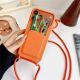 2. iPhone 17 Pro / 18 Pro Silicone Case with Card Pocket and Crossbody Strap - Orange