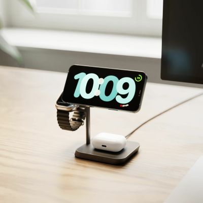 4. Zens Aluminum Series 3 in 1 Magnetic Wireless Desktop Charger Pro 3+ Watch with Power Supply