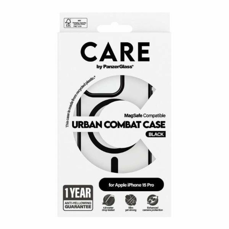 4. CARE by PanzerGlass Urban Combat Case MagSafe for iPhone 15 Pro - Black