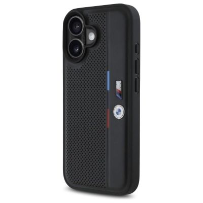 2. BMW M Perforated Tricolor Detail Line iPhone 16 Case - Black
