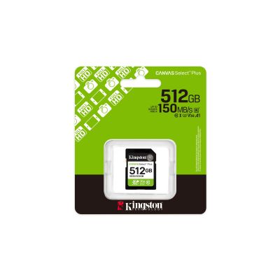 4. KINGSTON SDXC 512GB Canvas Select Plus Gen3 150MB/s