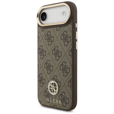 2. Guess 4G Strass Logo & Big Strap Metal Buttons MagSafe Case for iPhone Air - Brown
