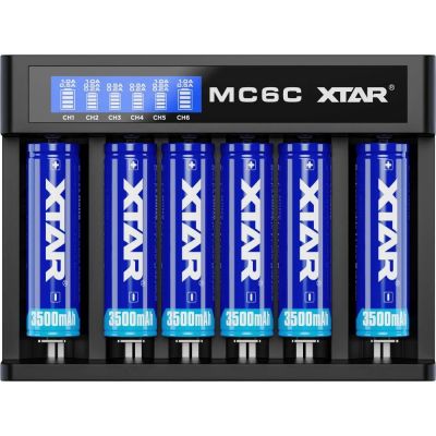 10. XTAR CHARGER FOR CYLINDRICAL LI-ION 18650 BATTERIES - 6 CHANNELS MC6C