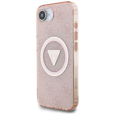 2. Guess IML Metal Glitter 4G Circle Triangle MagSafe case for iPhone 16e - pink