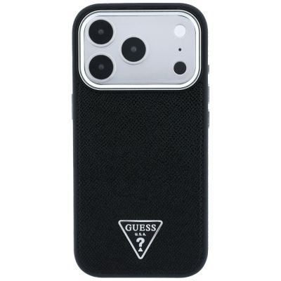 3. Guess Grained Triangle Logo MagSafe Case for iPhone 17 Pro / 18 Pro - Black