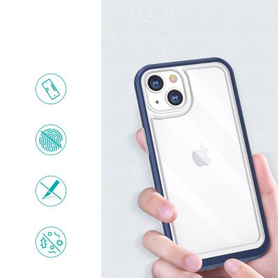2. Clear 3in1 case for iPhone 13 mini gel cover with frame blue