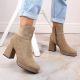 11. Insulated suede ankle boots with a high heel and platform M.Daszyński W SAN24B, beige
