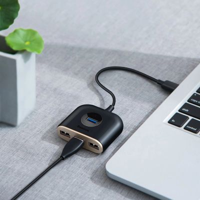 15. HUB Baseus Square USB-A to 1x USB-A 3.2 Gen 1 / 3x USB 2.0 with 1m cable - black