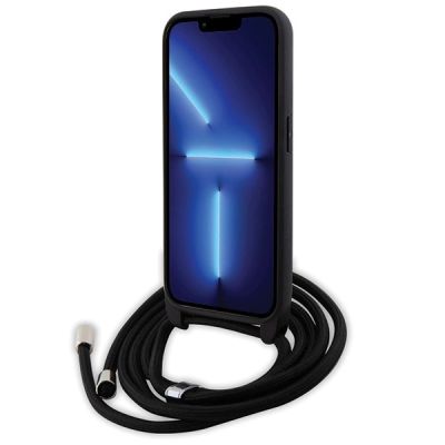 4. Karl Lagerfeld Crossbody Saffiano Monogram Metal Pin Karl & Choupette Case for iPhone 15 Pro - Black