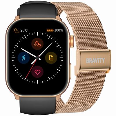 GRAVITY GT28-5 Women's Smartwatch Strap + Bracelet Rose Gold Black