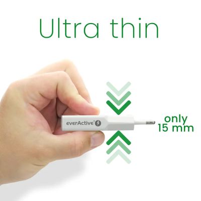 13. EVERACTIVE WALL CHARGER 1 x USB, 1 x USB-C QUICK CHARGE 3.0 20W SUPER SLIM WHITE SC-340Q