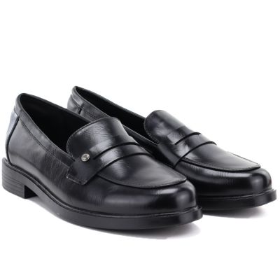 4. Women's loafers, black lords shoes, Potocki SZ12832