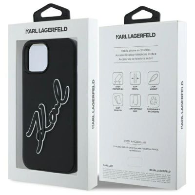 8. Karl Lagerfeld 3D Rubber Signature iPhone 15 Case - Black