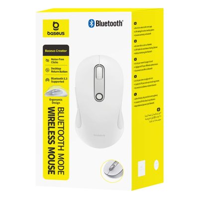 3. Baseus F02 Wireless Ergonomic Bluetooth Mouse - White