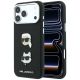 Karl Lagerfeld Saffiano Case with Karl & Choupette Heads Pins & Logo for iPhone 18 Pro Max / 17 Pro Max - Black