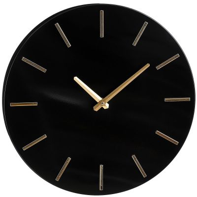 BLACK ALUMINUM WALL CLOCK, DIAMETER 35.5 CM MICA