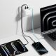 6. Cuktech AD653W 67W GaN 2x USB-C + USB-A Wall Charger with 70cm Retractable USB-C Cable - White