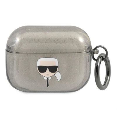 Karl Lagerfeld Glitter Karl's Head Case for AirPods Pro - Black