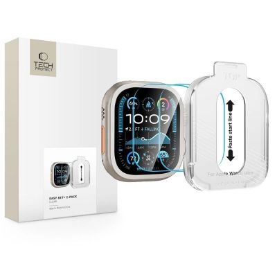 9. Tech-Protect Easy Set+ Tempered Glass 2-pack for Apple Watch Ultra 1/2 49mm - Clear
