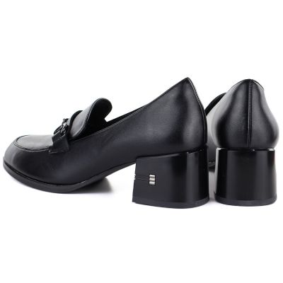 4. Women's leather lords shoes with heels, black, Vinceza 18116