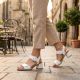 12. Women's leather sandals on a block heel white Remonte by Rieker D1K51-80