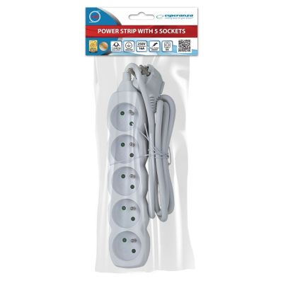 5. ESPERANZA POWER STRIP 5 SOCKETS 1.5M WHITE ELK207W