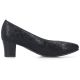 2. Women's leather pumps with a low heel, black Rieker 44650-05