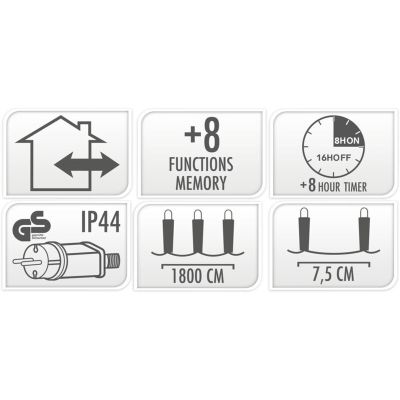 4. CHRISTMAS TREE LIGHTS LIGHT CHAIN 240 LED TIMER COOL WHITE