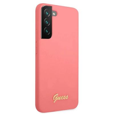 4. Guess GUHCS22MLSLMGFU S22+ S906 fuchsia/fuchsia hardcase Silicone Script Metal Logo