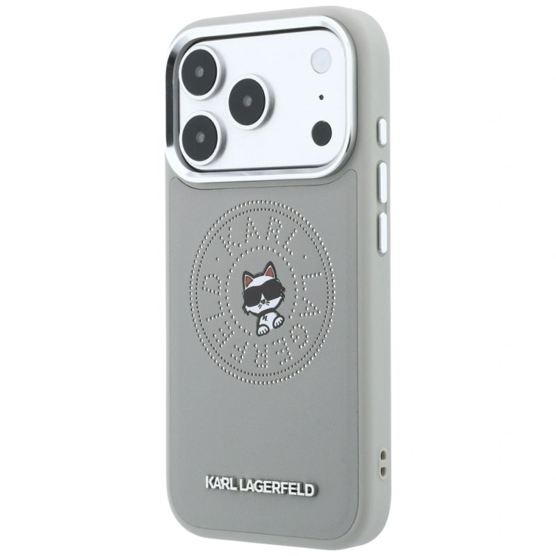 2. Karl Lagerfeld Point & Choupette Sketch MagSafe Case for iPhone 18 Pro / 17 Pro - Gray