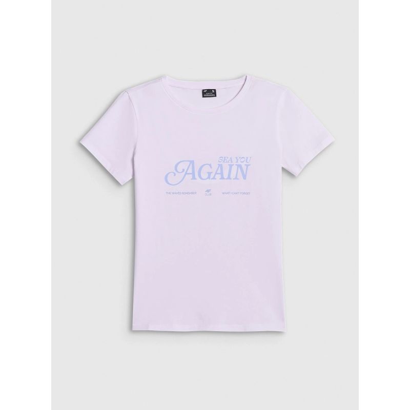 5. Women's slim T-shirt with print 4F 4FRAW26TTSHF4373-10S