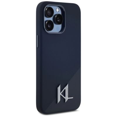 4. Karl Lagerfeld Silicone Shadow Metal Initial MagSafe Case for iPhone 15 Pro Black