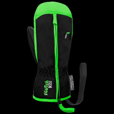 5. REUSCH Ben Mitten children's winter gloves made of artificial leather, insulated, waterproof, black and green (62/85/408/7716)