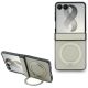 Guess Magnetic Ring Stand Grained Classic Logo MagSafe case for Samsung Galaxy Z Flip 8 - beige
