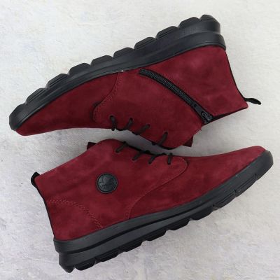 14. Women's leather suede ankle boots in burgundy Rieker Z0022-35
