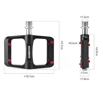 2. Rockbros BP2603 Platform Bicycle Pedals with Titanium Axle and Magnesium Alloy Bearings - Black