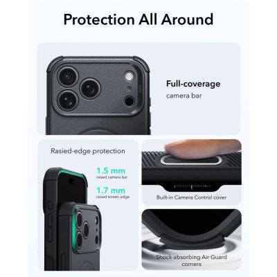 3. ESR Cyber ​​Tough MagSafe Case for iPhone 18 Pro / 17 Pro - Black